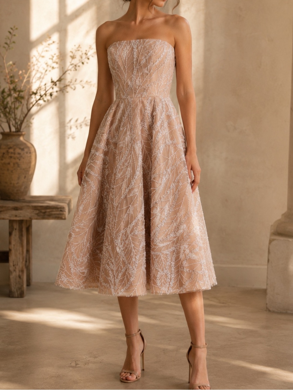 Helsi Vivi Dress Beaded Cream
Midi Strapless
